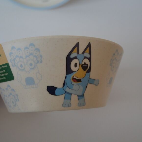 NEW Bluey 8 Piece Set Dinner Plate and Bowl Matching Set Zak Bamboo 4 Colors - Picture 7 of 13